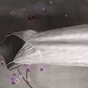 Bloomfield sun dress white lace with polyester slip attached.